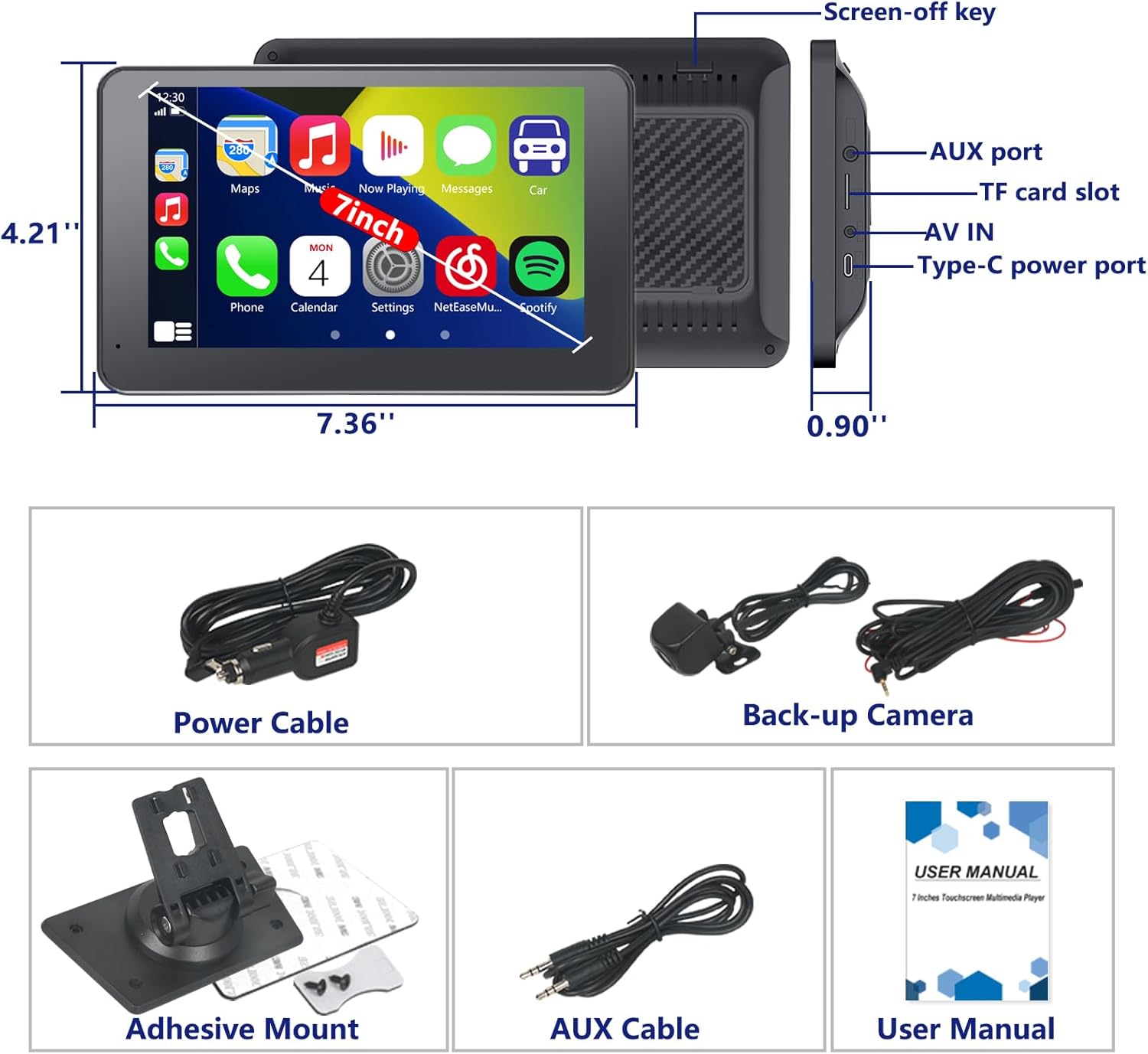 High-definition touchscreen GEGAIBE car stereo with built-in GPS and hands-free Bluetooth connectivity.