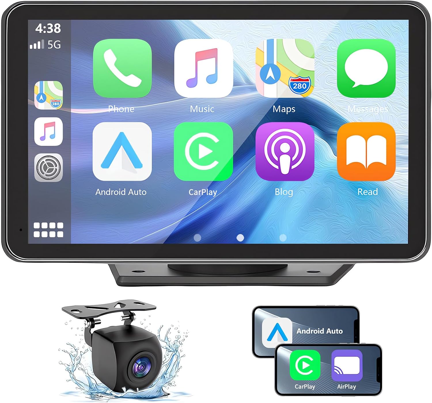 GEGAIBE Wireless Car Stereo with Bluetooth and GPS Navigation – HD touchscreen for seamless smartphone connectivity.